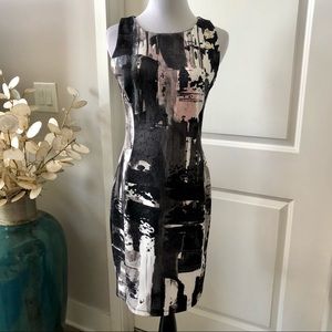 H&M Black, White & Blush Abstract Sheath Dress